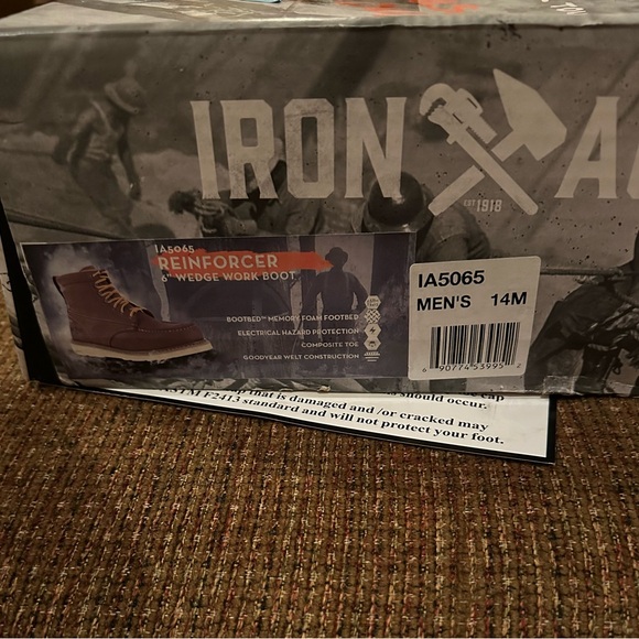 IRON AGE men’s REINFORCER MEN'S BROWN 6" WEDGE WORK BOOT IA5061 - Picture 15 of 15